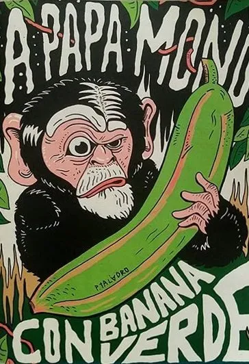 A papa mono con banana verde
